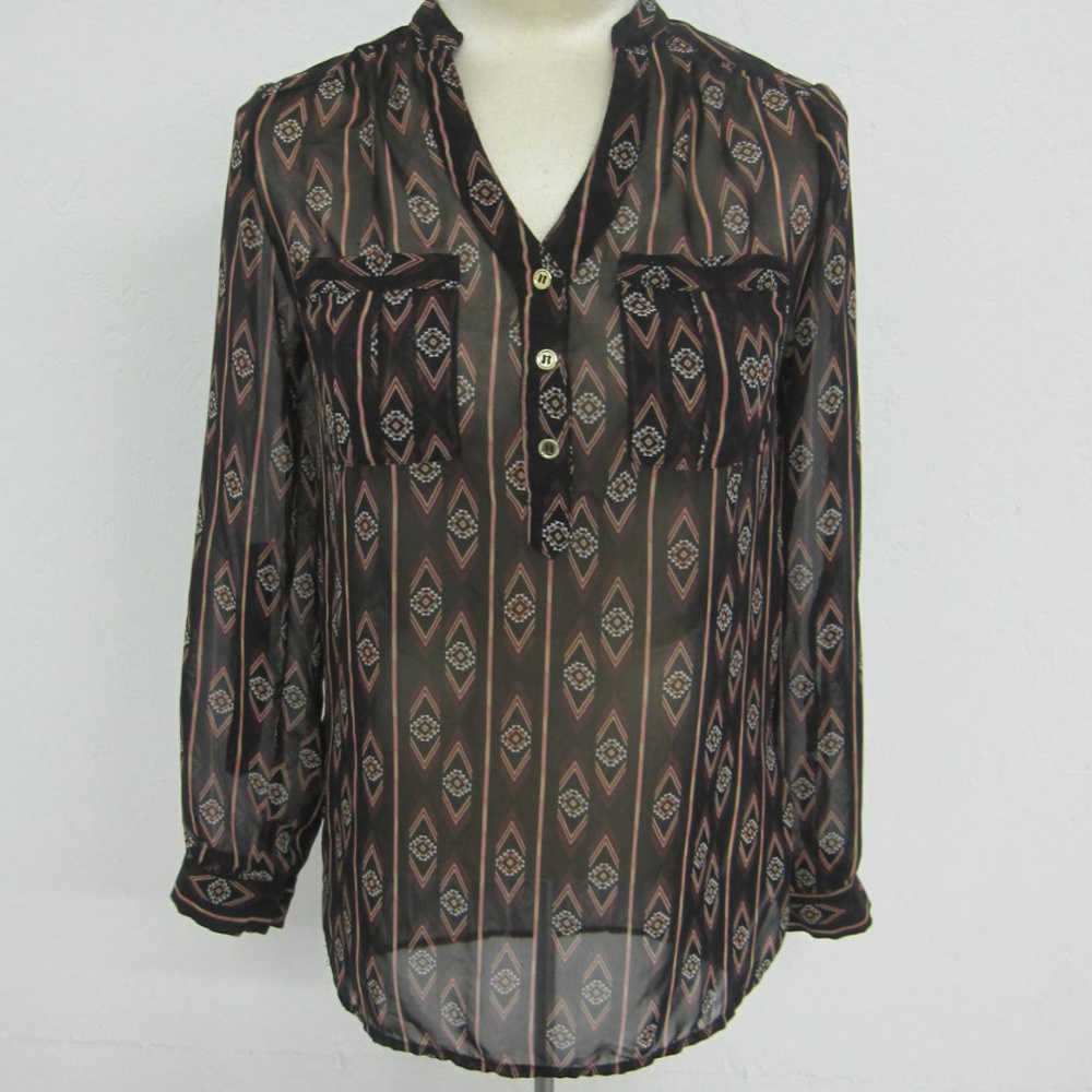 💚Charlotte Russe Southwestern Sheer Blouse XS